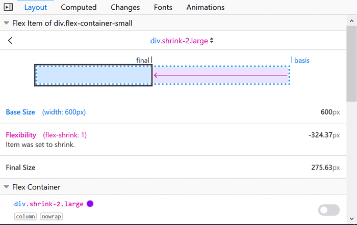 Firefox Flexbox inspector